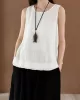 Fringed Solid Color Loose Sleeveless Round-Neck Vest Top