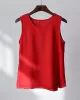 Fringed Solid Color Loose Sleeveless Round-Neck Vest Top