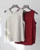 Fringed Solid Color Loose Sleeveless Round-Neck Vest Top