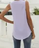 Pleated Solid Color Loose Sleeveless V-Neck Vest Top