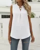 Pleated Solid Color Loose Sleeveless V-Neck Vest Top