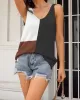 Multi-Colored Sleeveless V-neck Vest Top