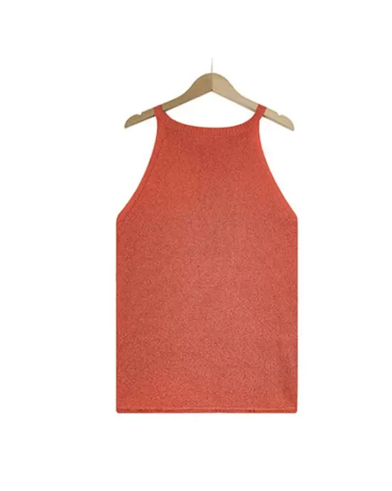 Solid Color Loose Halter-Neck Vest Top