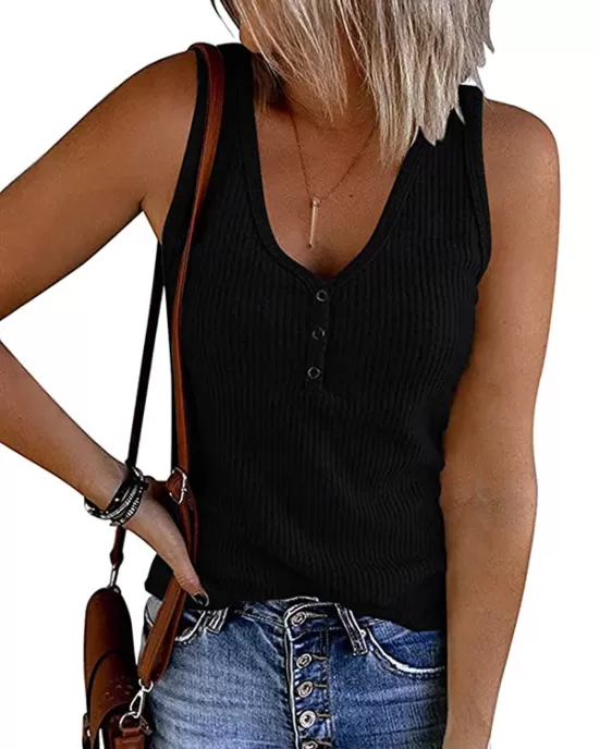 Pleated Solid Color Skinny Sleeveless V-Neck Vest Top