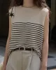 Striped Loose Sleeveless Round-neck Vest Top