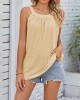 Hollow Solid Color Loose Sleeveless Round-Neck Vest Top