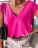 Solid Color V-back Loose Sleeveless V-neck Vest Top