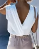 Solid Color V-back Loose Sleeveless V-neck Vest Top