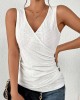 Solid Color Skinny Sleeveless Deep V-Neck Vest Top