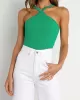 Solid Color Skinny Sleeveless Halter-Neck Vest Top