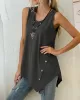 Solid Color Irregularity Loose V-Neck Vest Top