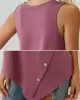 Solid Color Irregularity Loose V-Neck Vest Top