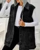 Buttoned Detachable Drawstring Hooded Pockets Split-Joint Loose Sleeveless Polo Vest Outerwear