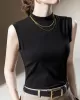 Solid Color Split-Joint Plus Size Skinny Mock Neck Vest Top