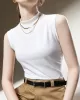 Solid Color Split-Joint Plus Size Skinny Mock Neck Vest Top