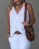 Solid Color Split-Joint Sleeveless V-Neck Vest Top