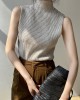 Solid Color Skinny Sleeveless High-Neck Vest Top Knitwear