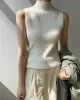 Solid Color Skinny Sleeveless High-Neck Vest Top Knitwear