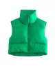 Skinny Sleeveless Solid Color Zipper Stand Collar Padded Vest Vest Top