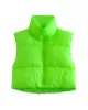 Skinny Sleeveless Solid Color Zipper Stand Collar Padded Vest Vest Top