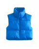 Skinny Sleeveless Solid Color Zipper Stand Collar Padded Vest Vest Top