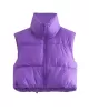 Skinny Sleeveless Solid Color Zipper Stand Collar Padded Vest Vest Top