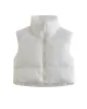 Skinny Sleeveless Solid Color Zipper Stand Collar Padded Vest Vest Top