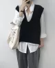 Knitting Irregularity Solid V-Neck Vest