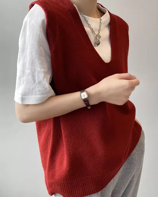 Simple 9 Colors V-Neck Loose Sleeveless Vest