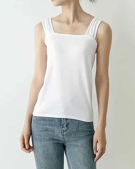 Casual Simple 6 Colors Square-Neck Sleeveless Vest