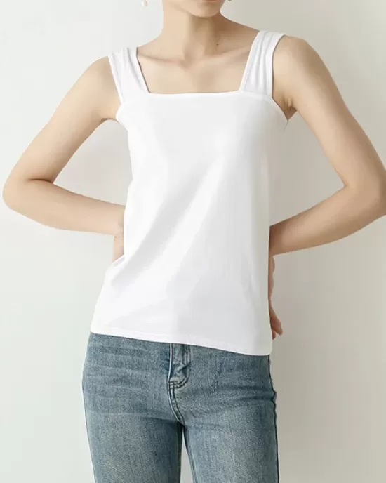 Casual Simple 6 Colors Square-Neck Sleeveless Vest