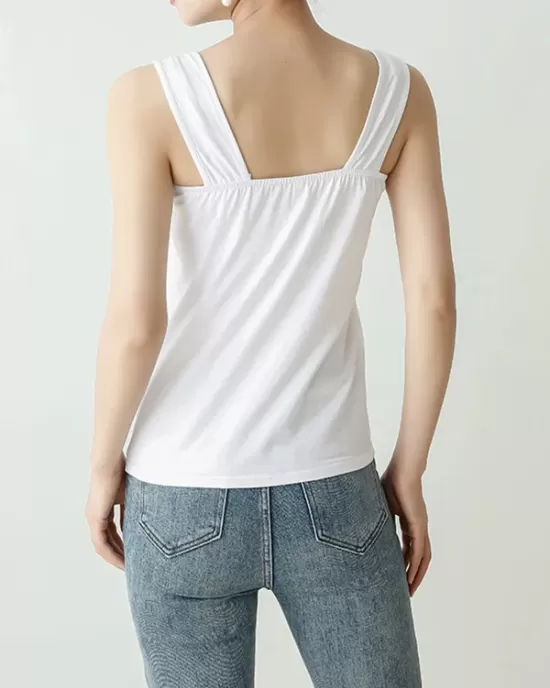 Casual Simple 6 Colors Square-Neck Sleeveless Vest