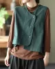 Vintage Asymmetric Solid Color Buttoned Vest Top