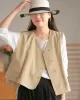 Vintage Asymmetric Solid Color Buttoned Vest Top