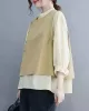 Original Stand Collar Long Sleeves T-Shirt Top&Buttoned Vest Outwear 2 Pieces Set