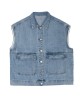 Simple Split-Joint Solid Color Denim Vest Outerwear