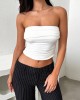 Pleated Solid Color Skinny Sleeveless Tube Vest Top