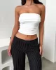 Pleated Solid Color Skinny Sleeveless Tube Vest Top